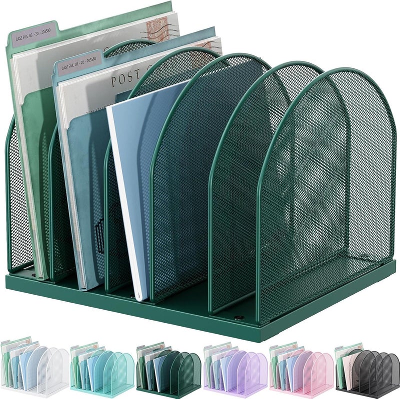 gianotter Desktop File Organizer, Desk Organizer with 5 Compartments, Paper Organizer for Desk, Workspace Organizers for Office Supplies (Green) - Image 1